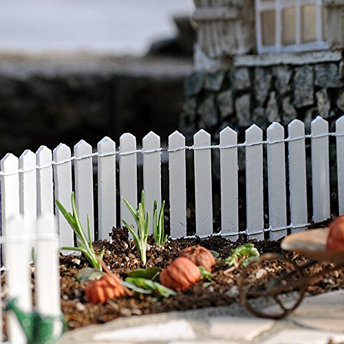 Miniature Fairy Garden White Wood Picket Fence, 18" by 2" 662712145266 ...