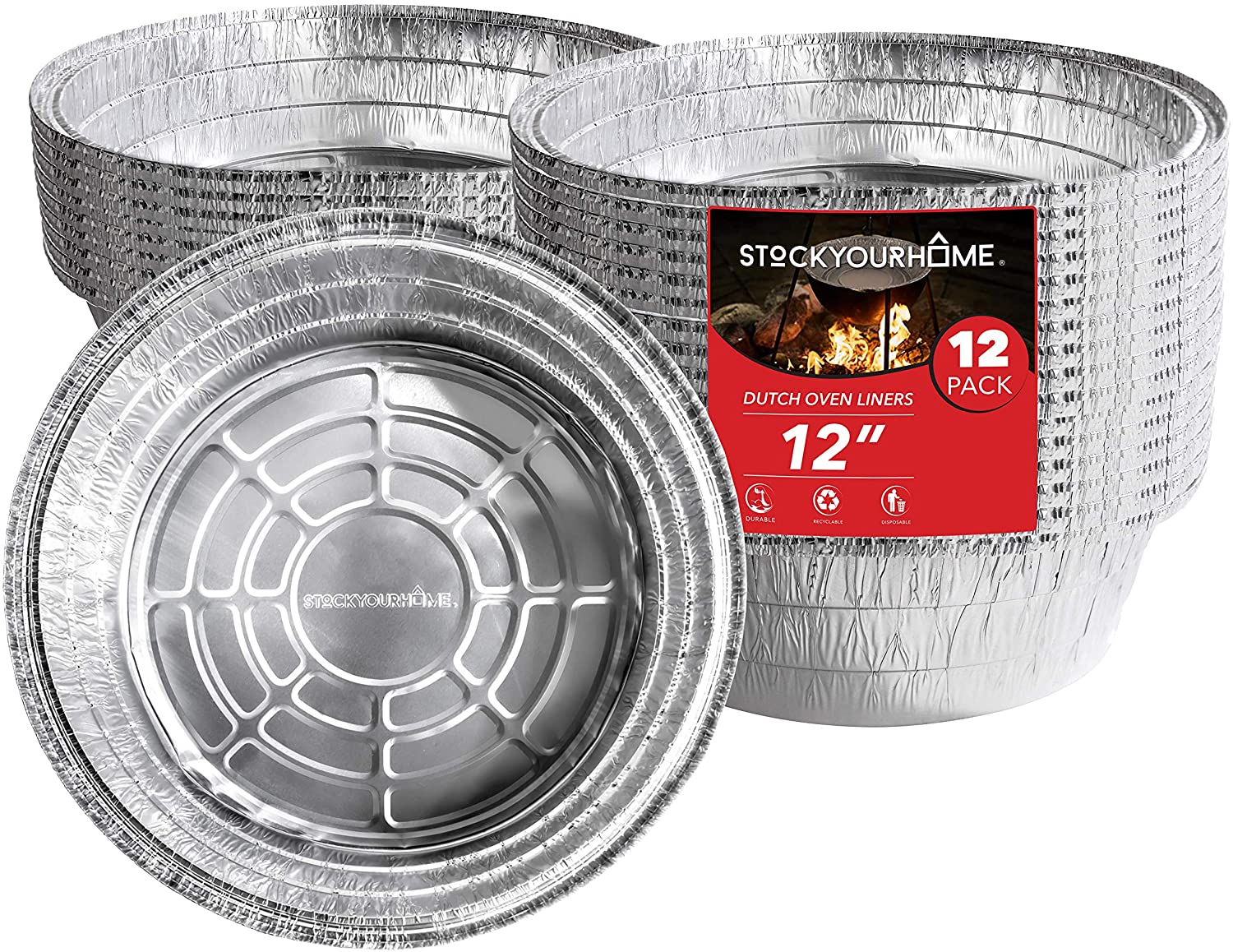 Stock Your Home Disposable Aluminum Foil Liners for Dutch Ovens,12Inch